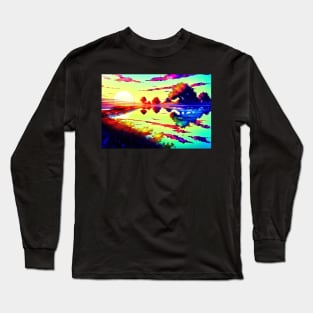 Sunset Lake Landscape Art Long Sleeve T-Shirt